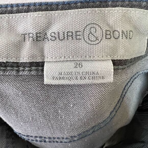 Treasure Bond Women's Distressed Jean Shorts Stretch Cuffed Cutout Gray Size 26 - Picture 5 of 8